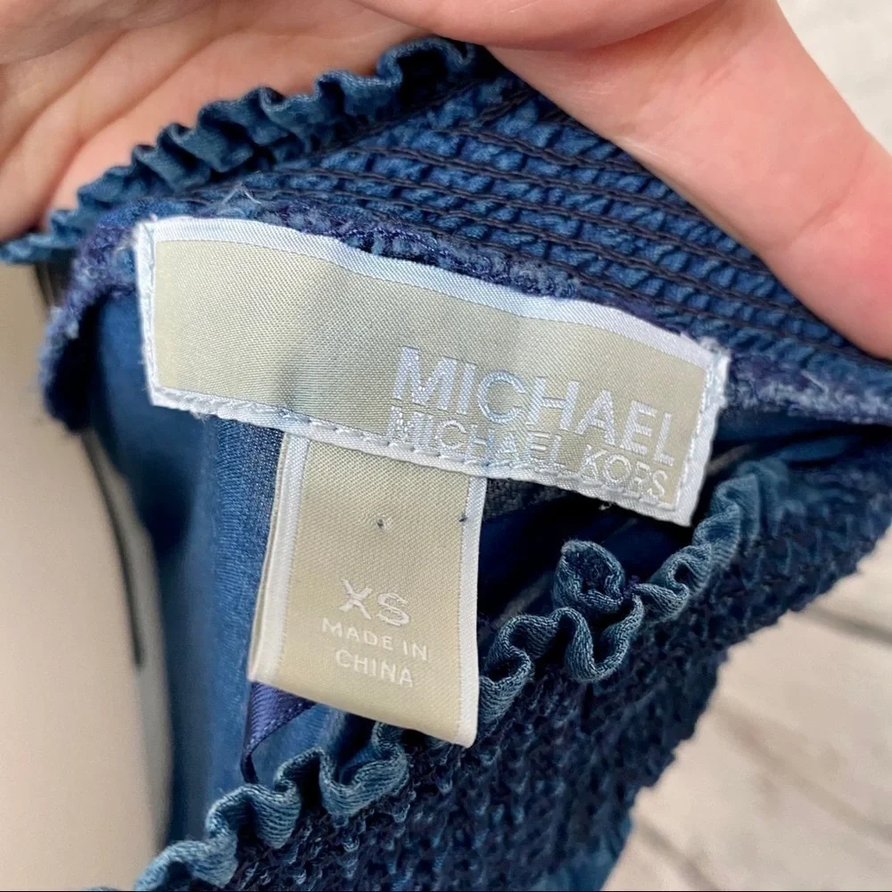 Michael Kors chambray off shoulder tiered dress